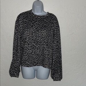 Leopard Print Crewneck Sweatshirt - Black
